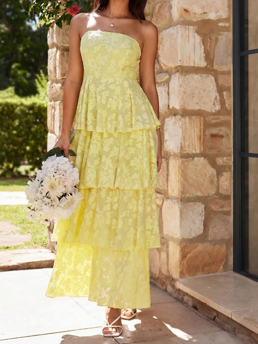 Yellow Elegant Women's Romantic Long Vacation Dress - Picture 5 of 9